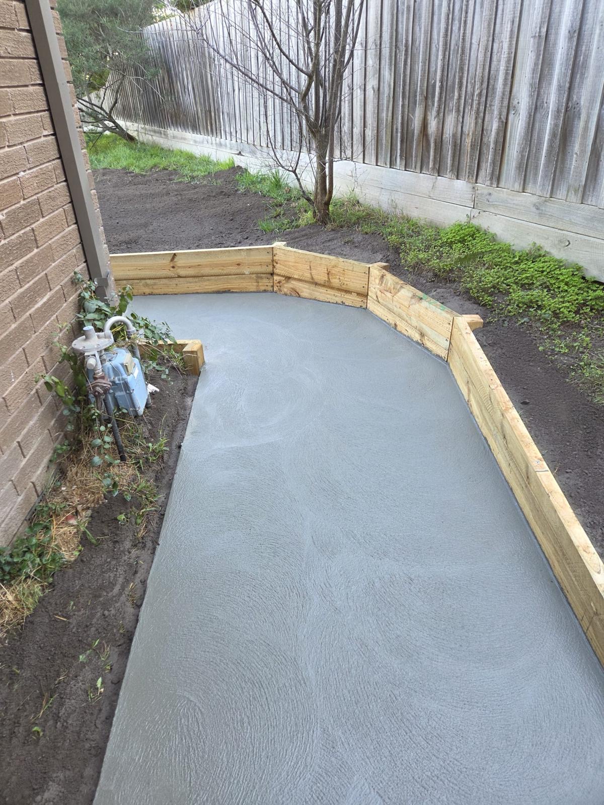 Fresh concrete ramp or landing